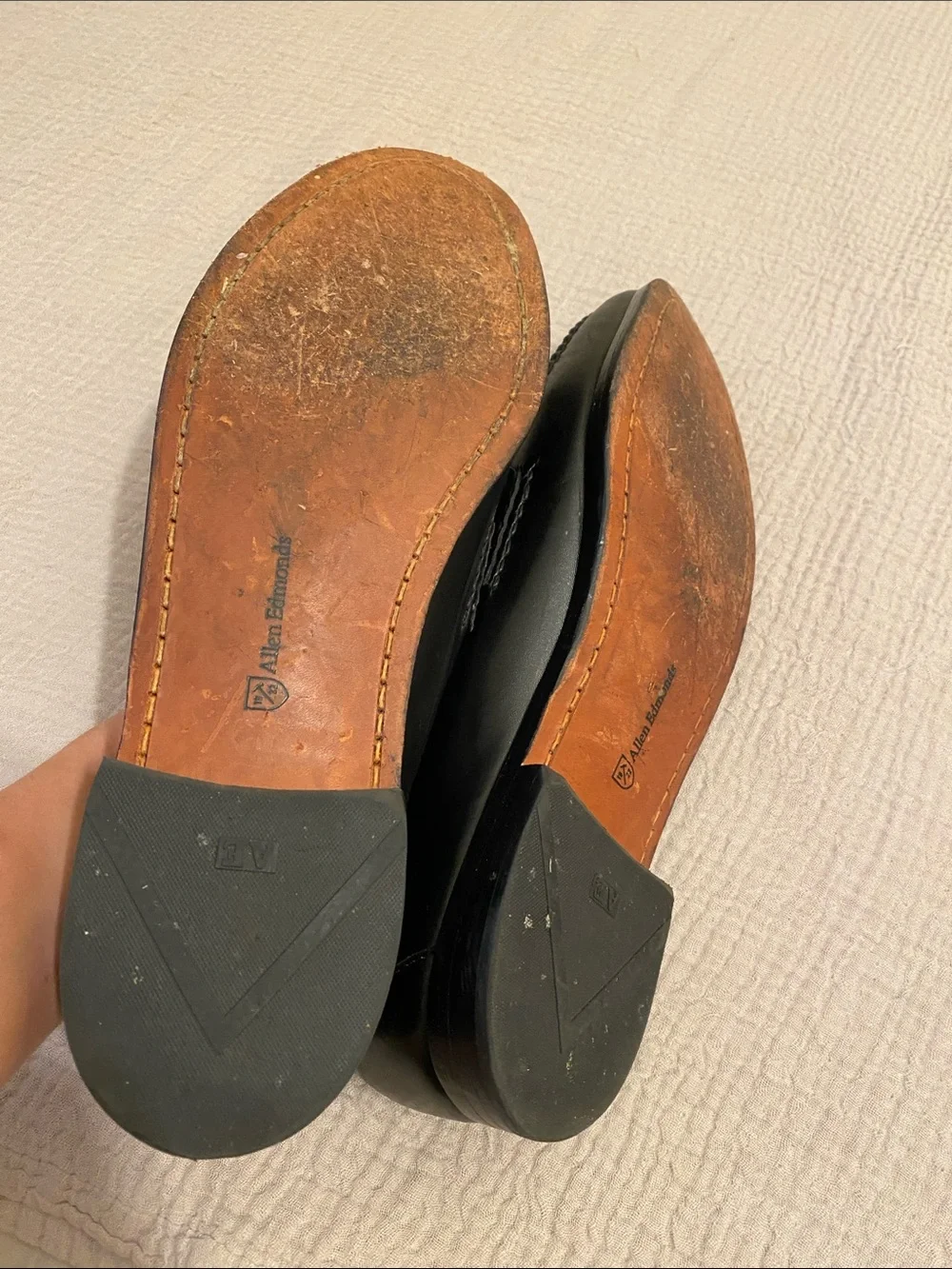 Allen Edmonds Black Leather Penny Loafers. Size 14